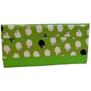 Clutch Duct Tape Wallet Green with Sheep Pattern 7.5" x 4" Pocketbook Pouch